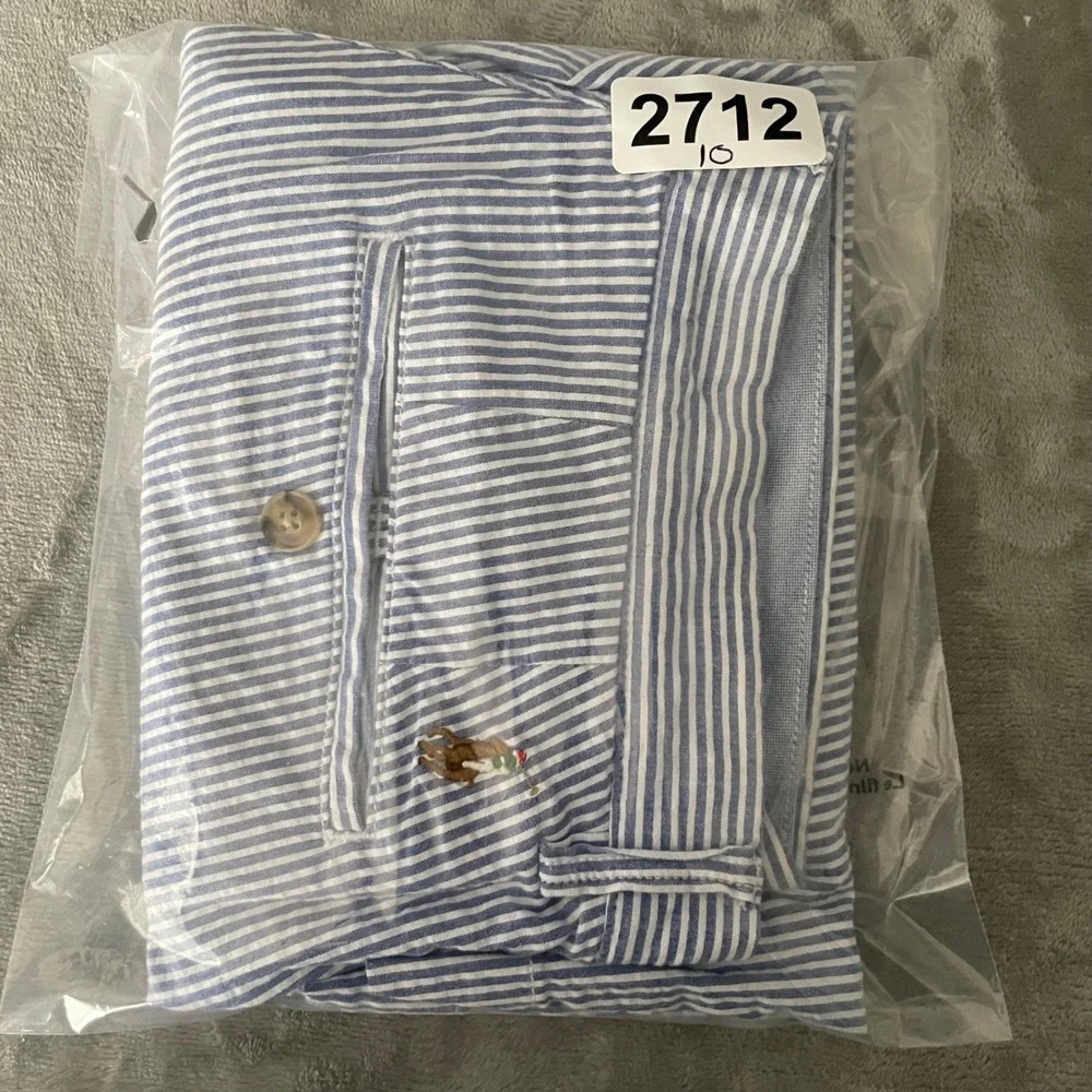 Polo Ralph Lauren Shorts Mens 32 Blue Seersucker Striped Stretch Cotton Prep